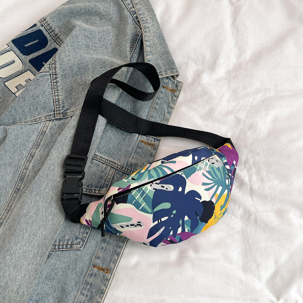 Wholesale Nylon fabric waist bag printed shoulder crossbody bag